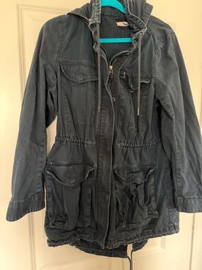 Women’s Dark Navy Parka Jacket with Adjustable Waist